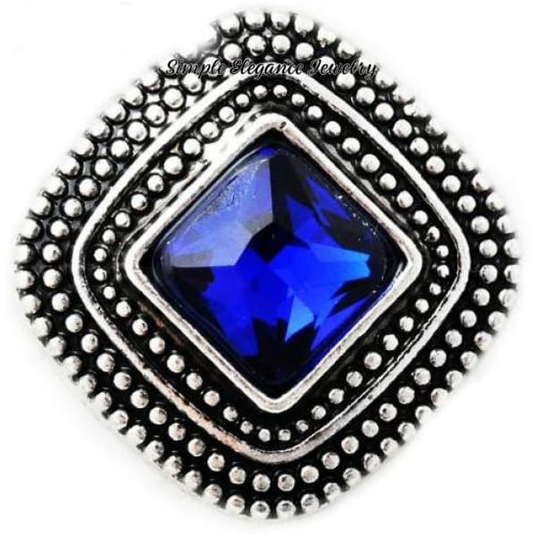Square Large Rhinestone Metal Snap 20mm - Blue - Snap Jewelry