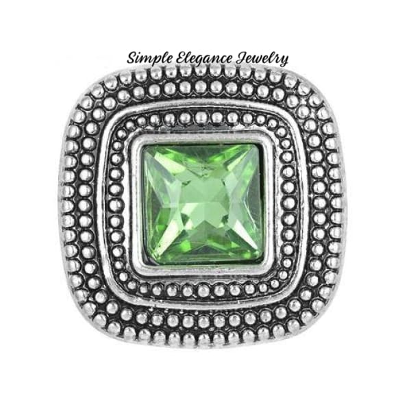 Square Large Rhinestone Metal Snap 20mm - Green - Snap Jewelry