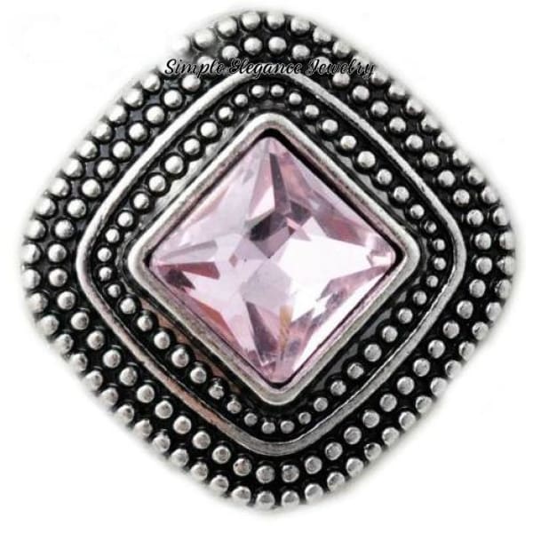 Square Large Rhinestone Metal Snap 20mm - Pink - Snap Jewelry
