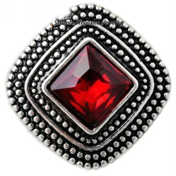 Square Large Rhinestone Metal Snap 20mm - Red - Snap Jewelry