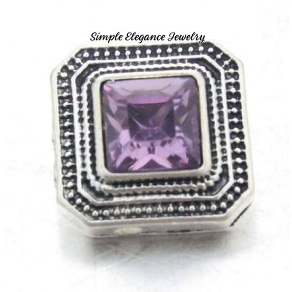 Square Rhinestone Metal Snap 12mm-Birthstone Rhinestone Snap - Lilac - Snap Jewelry
