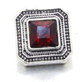 Square Rhinestone Metal Snap 12mm-Birthstone Rhinestone Snap - Red - Snap Jewelry