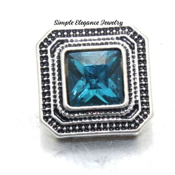 Square Rhinestone Metal Snap 12mm-Birthstone Rhinestone Snap - Turquoise - Snap Jewelry