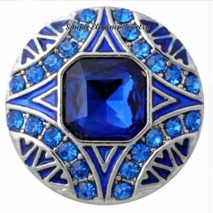 Square Rhinestone Snap 20mm - Blue - Snap Jewelry