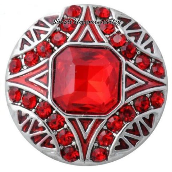 Square Rhinestone Snap 20mm - Red - Snap Jewelry