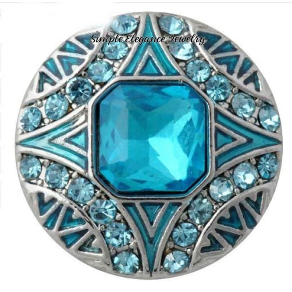 Square Rhinestone Snap 20mm - Turquoise - Snap Jewelry