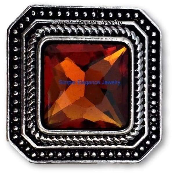 Snap Button-Square Rhinestone-4 Colors to Choose From-Snap 20mm - Amber - Snap Jewelry
