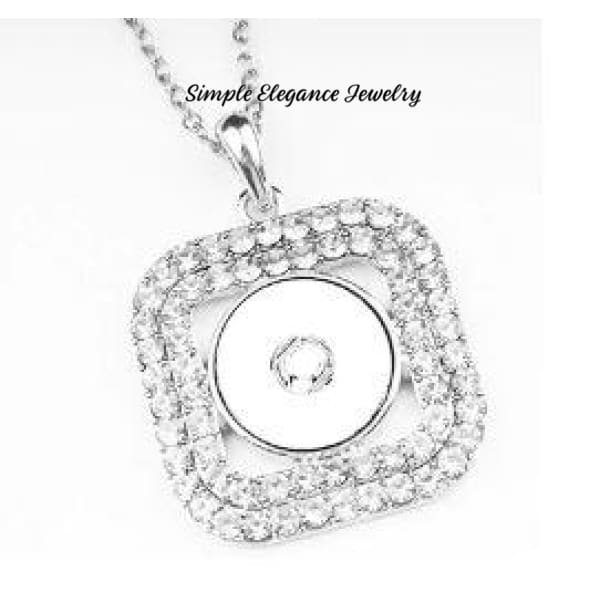 Square Rhinestone Snap Necklace 20mm Snaps - Snap Jewelry