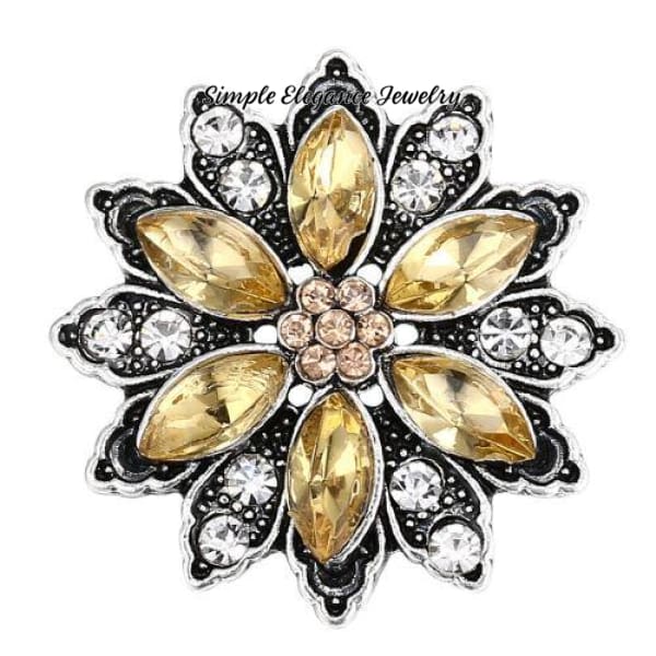 Stacked Flower Rhinestone 20mm-Birthstone Rhinestone Snap - Amber - Snap Jewelry