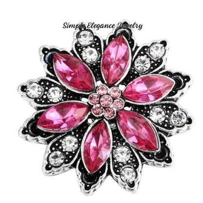 Stacked Flower Rhinestone 20mm-Birthstone Rhinestone Snap - Pink - Snap Jewelry