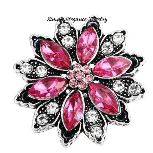 Stacked Flower Rhinestone 20mm-Birthstone Rhinestone Snap - Pink - Snap Jewelry
