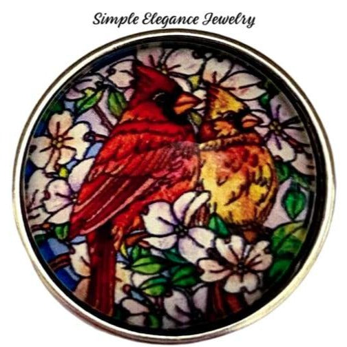 Stain Glass Cardinal Pair Snap 20mm - Snap Jewelry