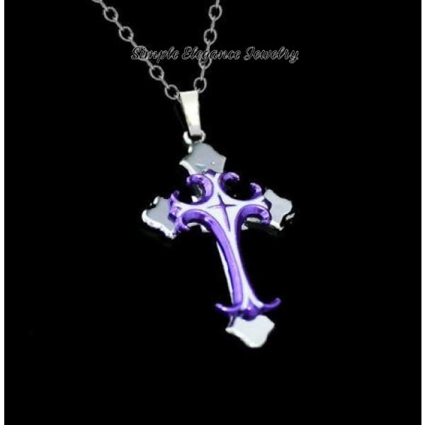 Purple 2025 cross necklace