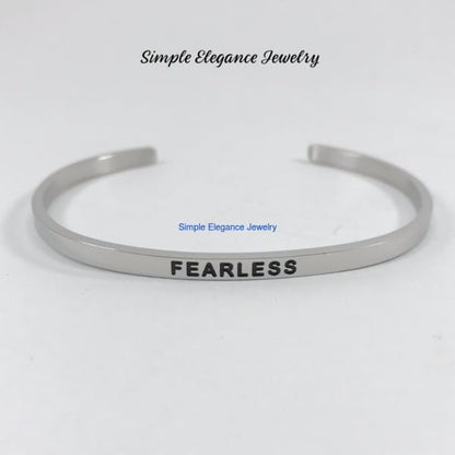 Stainless Steel Inspiration Cuff Bracelet - Fearless - Stainless Steel Inspiration Bracelets