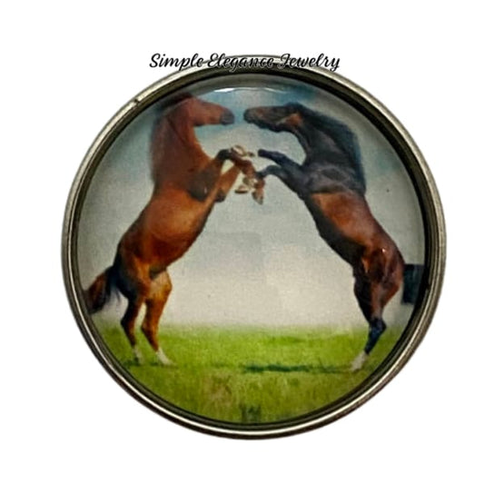 Stallion Horses Fighting Snap Charm - Snap Jewelry