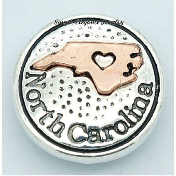 State Metal Snap 18mm for Snap Jewelry - North Carolina - Snap Jewelry