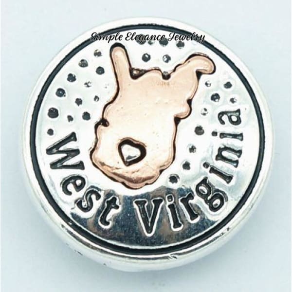 State Metal Snap 18mm for Snap Jewelry - West Virginia - Snap Jewelry