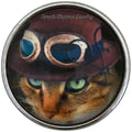 Steam Punk Cat Snap 20mm for Snap Charm Jewelry - Snap Jewelry