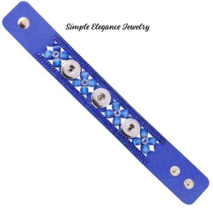 Suede Velvet Triple Snap Bracelet 20mm Snaps-Simple Elegance Jewelry - Blue - Snap Jewelry