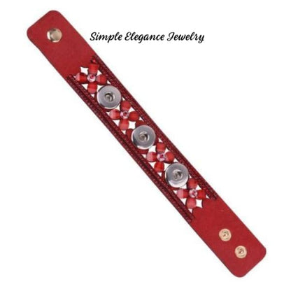 Suede Velvet Triple Snap Bracelet 20mm Snaps-Simple Elegance Jewelry - Red - Snap Jewelry