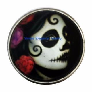 Sugar Skull Girl Snap 20mm for Snap Jewelry - Snap Jewelry