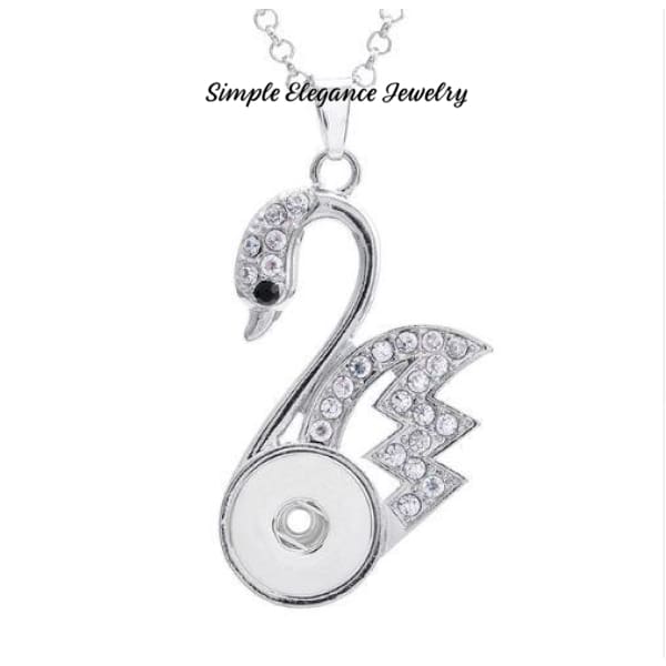Swan Snap Necklace-Chain 20mm Snaps - Snap Jewelry