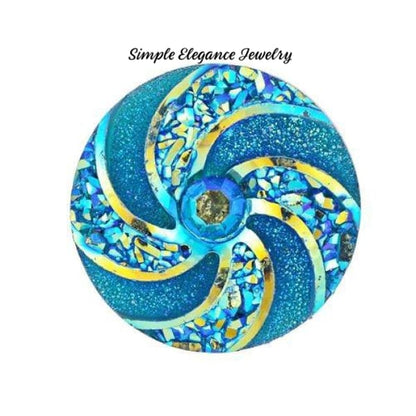 Swirl Acrylic Snap 18mm for Snap Jewelry - Deep Turquoise - Snap Jewelry