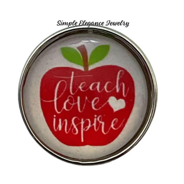 Teach Love Inspire -Teacher Apple Snap Charm 20mm - Snap Jewelry