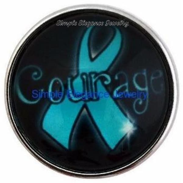 Teal Courage Ribbon Cause Snap 20mm - Snap Jewelry