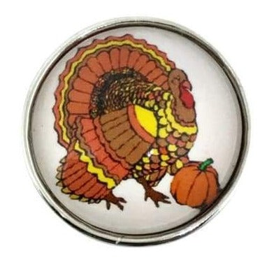 Thanksgiving Turkey Snap Button 20mm - Snap Jewelry