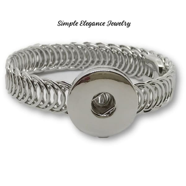 Thin Spring Single Snap Bracelet 20mm - Silver - Snap Jewelry