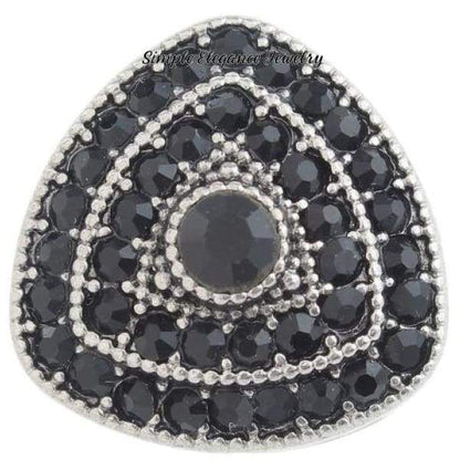 Triangle Rhinestone Snap Charm 20mm - Black - Snap Jewelry