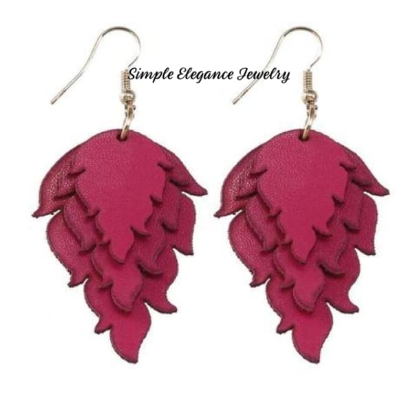 Triple Cut Vinyl Earrings-Assorted colors - Berry Pink - Earrings