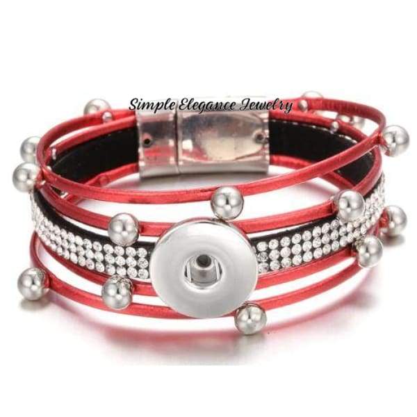 Triple Magnetic Snap Bracelet 20mm - Red - Snap Jewelry