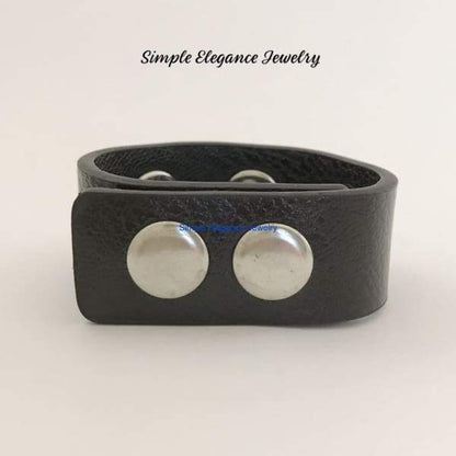 Triple Snap-Black PU Leather Childs Snap Bracelet-18mm-20mm Snaps - Snap Jewelry