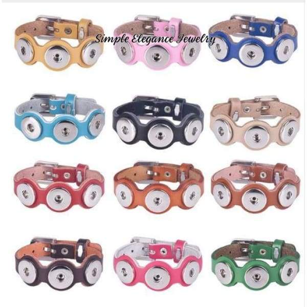 Triple Snap Bracelet- Leather Cut-Out 18mm-20mm Snaps - Snap Jewelry
