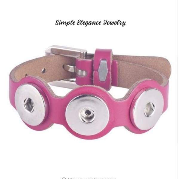 Triple Snap Bracelet- Leather Cut-Out 18mm-20mm Snaps - Rose - Snap Jewelry
