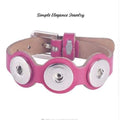 Triple Snap Bracelet- Leather Cut-Out 18mm-20mm Snaps - Rose - Snap Jewelry