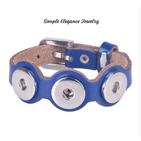 Triple Snap Bracelet- Leather Cut-Out 18mm-20mm Snaps - Royal Blue - Snap Jewelry