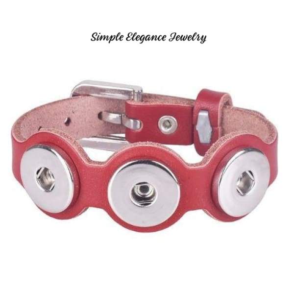 Triple Snap Bracelet- Leather Cut-Out 18mm-20mm Snaps - Rust - Snap Jewelry