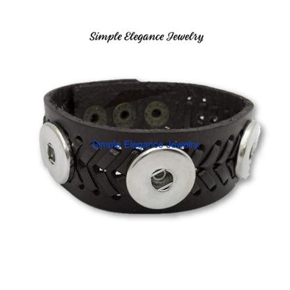 Triple Snap-Brown Woven Snap Bracelet 18mm-20mm Snaps - Snap Jewelry