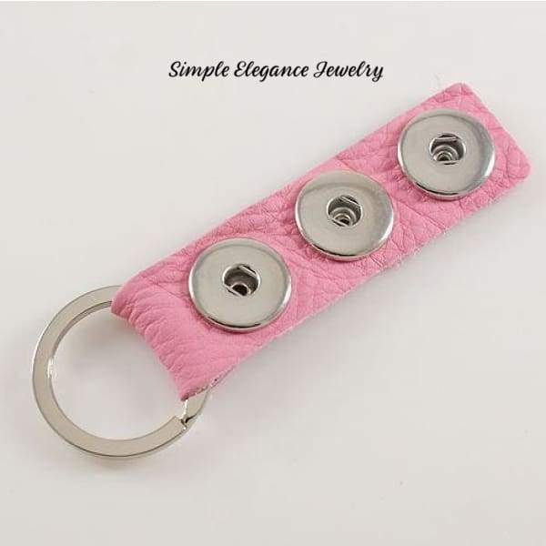 Triple Snap Leather Key Chain for 18-20mm Snaps - Pink - Snap Jewelry