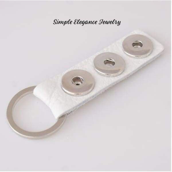 Triple Snap Leather Key Chain for 18-20mm Snaps - White - Snap Jewelry
