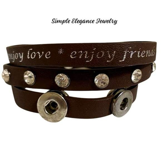 Triple Snap Leather Wrap MINI Snap Bracelet 12mm - Snap Jewelry