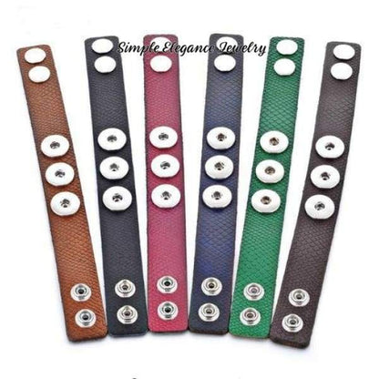 Triple Snap-Scale Pattern Leather Snap Bracelet-18m-20mm Snaps (B282) - Snap Jewelry