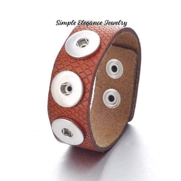 Triple Snap-Scale Pattern Leather Snap Bracelet-18m-20mm Snaps (B282) - Camel - Snap Jewelry