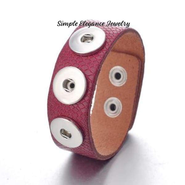 Triple Snap-Scale Pattern Leather Snap Bracelet-18m-20mm Snaps (B282) - Rose - Snap Jewelry