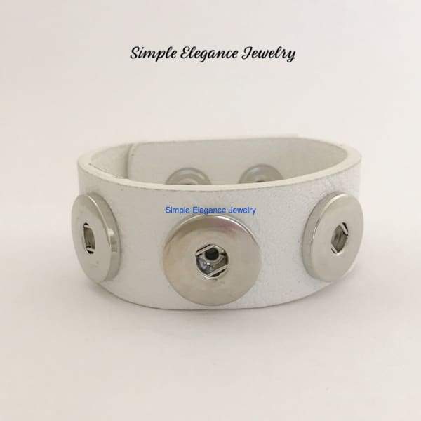 Triple Snap-White Childs PU Leather Snap Bracelet 18mm-20mm Snaps - Snap Jewelry