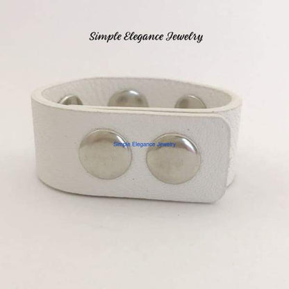 Triple Snap-White Childs PU Leather Snap Bracelet 18mm-20mm Snaps - Snap Jewelry