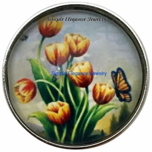 Tulips-Butterfly 20mm Snap for Snap Jewelry - Snap Jewelry